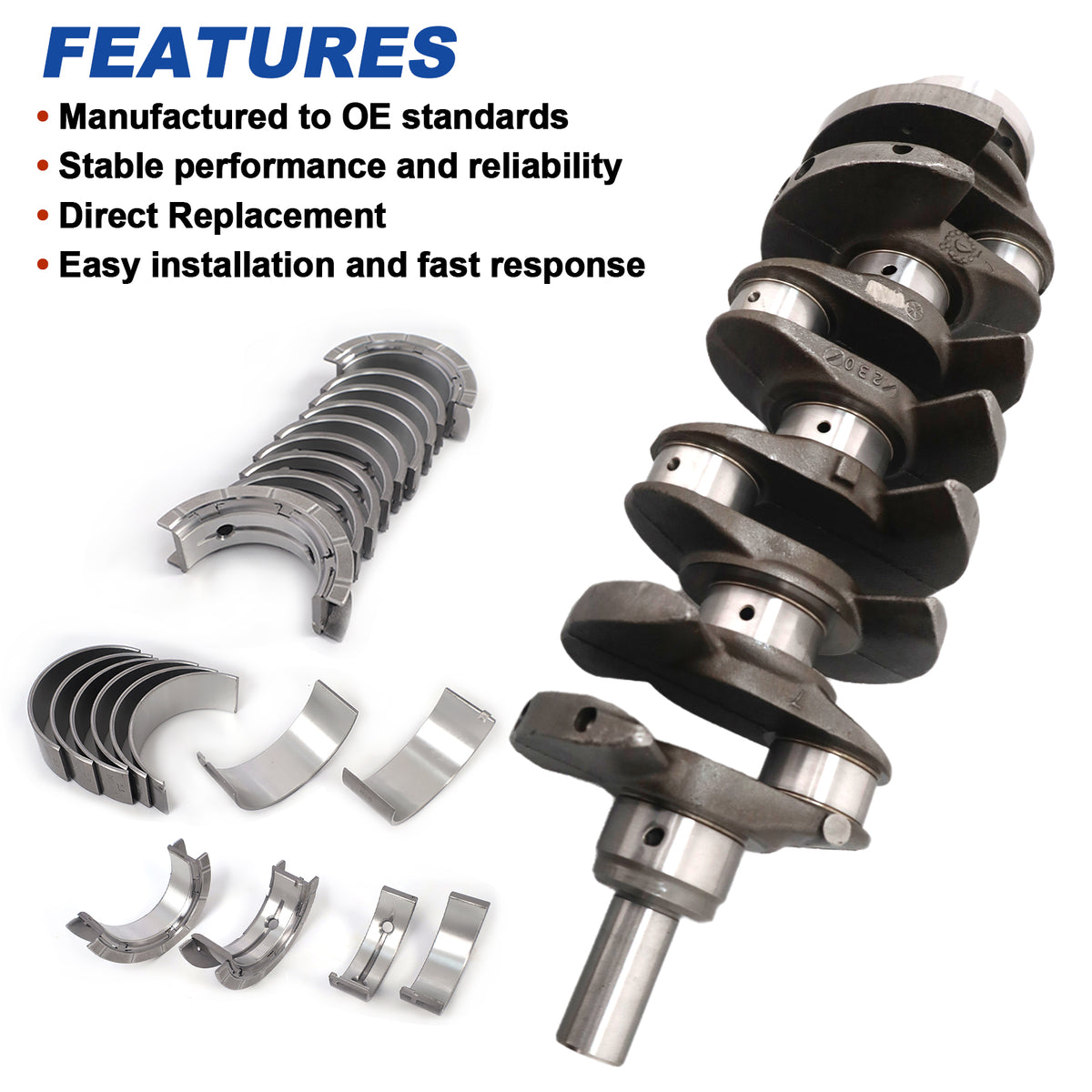 Btscar QZKIT-001 GM 2.4L engine crankshaft and main bearings manufactured to OE standards.