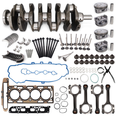 Btscar QZKIT-001 complete GM 2.4L engine rebuild kit with crankshaft, pistons, and connecting rods.