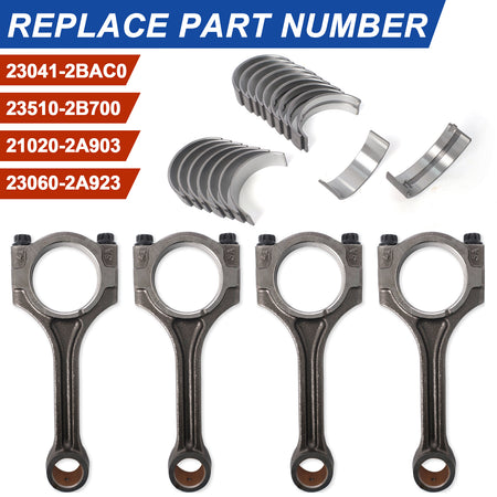 Btscar QZKIT-002 engine connecting rods and main bearings replacing OE 23510-2B700 for Hyundai Kia 1.6L G4FJ.