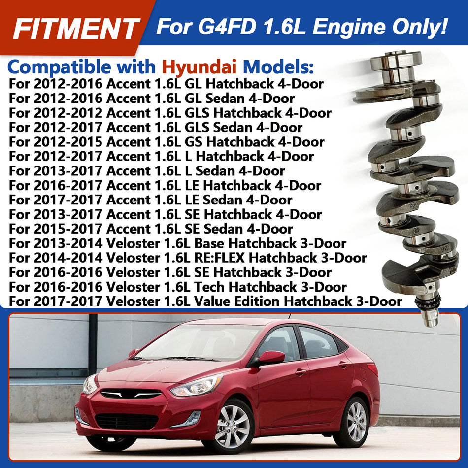 Btscar QZKIT-003 engine rebuild kit fitment guide for Hyundai Accent and Veloster 1.6L G4FD models.