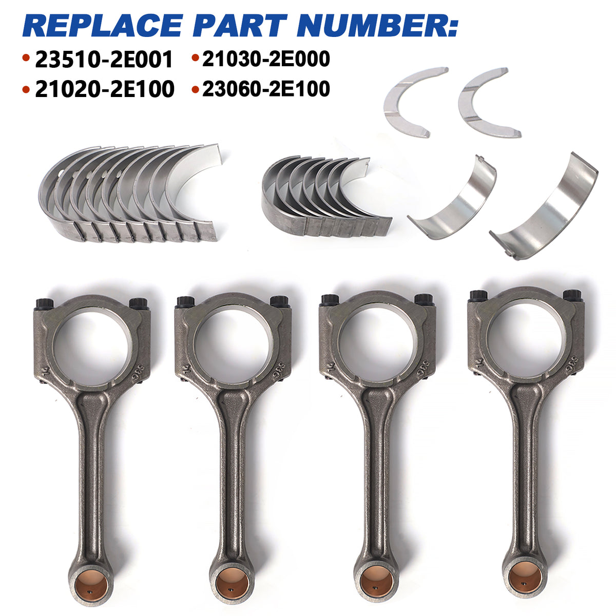 Btscar QZKIT-006 2.0L G4NC engine connecting rods and main rod bearings set for Hyundai Kia replacement.