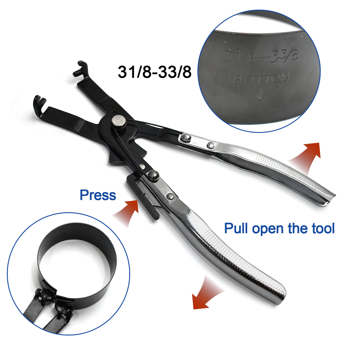 Btscar QZKIT-007-1 piston ring compressor calipers tool for easy and safe piston installation on Hyundai Kia 2.0L G4KH engine blocks.
