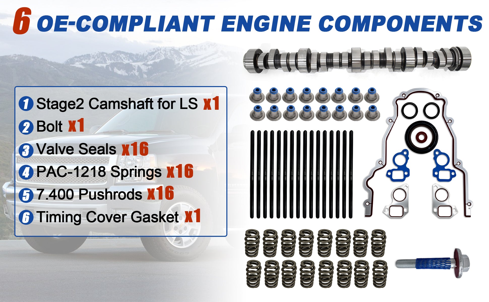 1997-2013 Chevy GMC LS V8 E1840P Sloppy Stage 2 Camshaft Kit (.585