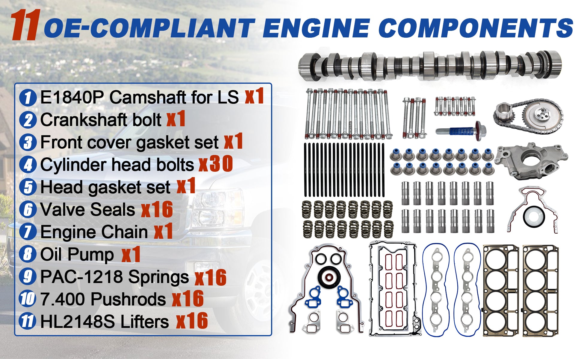 1997-2007 Chevy/GMC LS E1840P Master Stage 2 Cam & Valvetrain Kit (.585