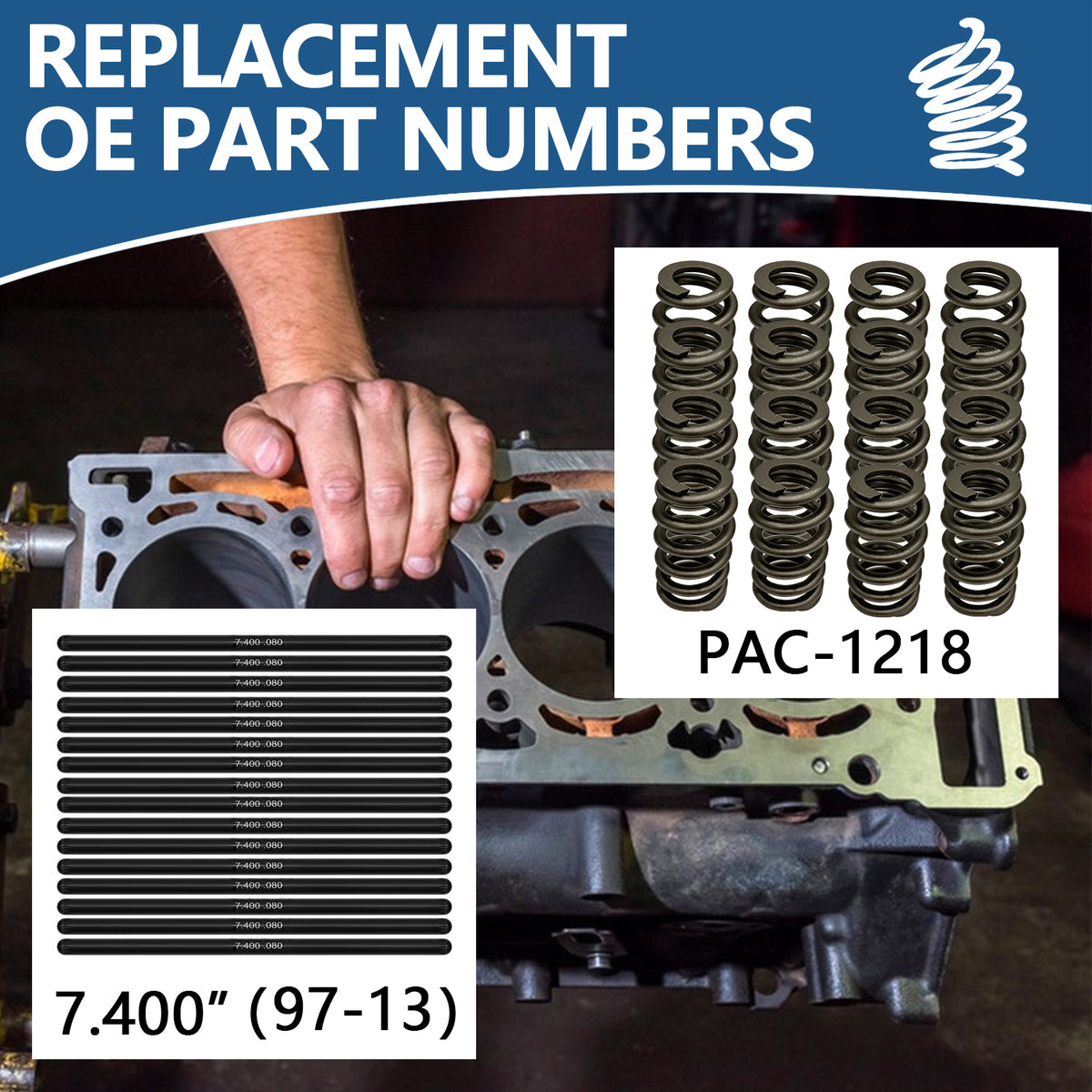 BTSCAR TLZKIT-006 Replacement OE Part Numbers PAC-1218 Springs and 7.400 inch Pushrods