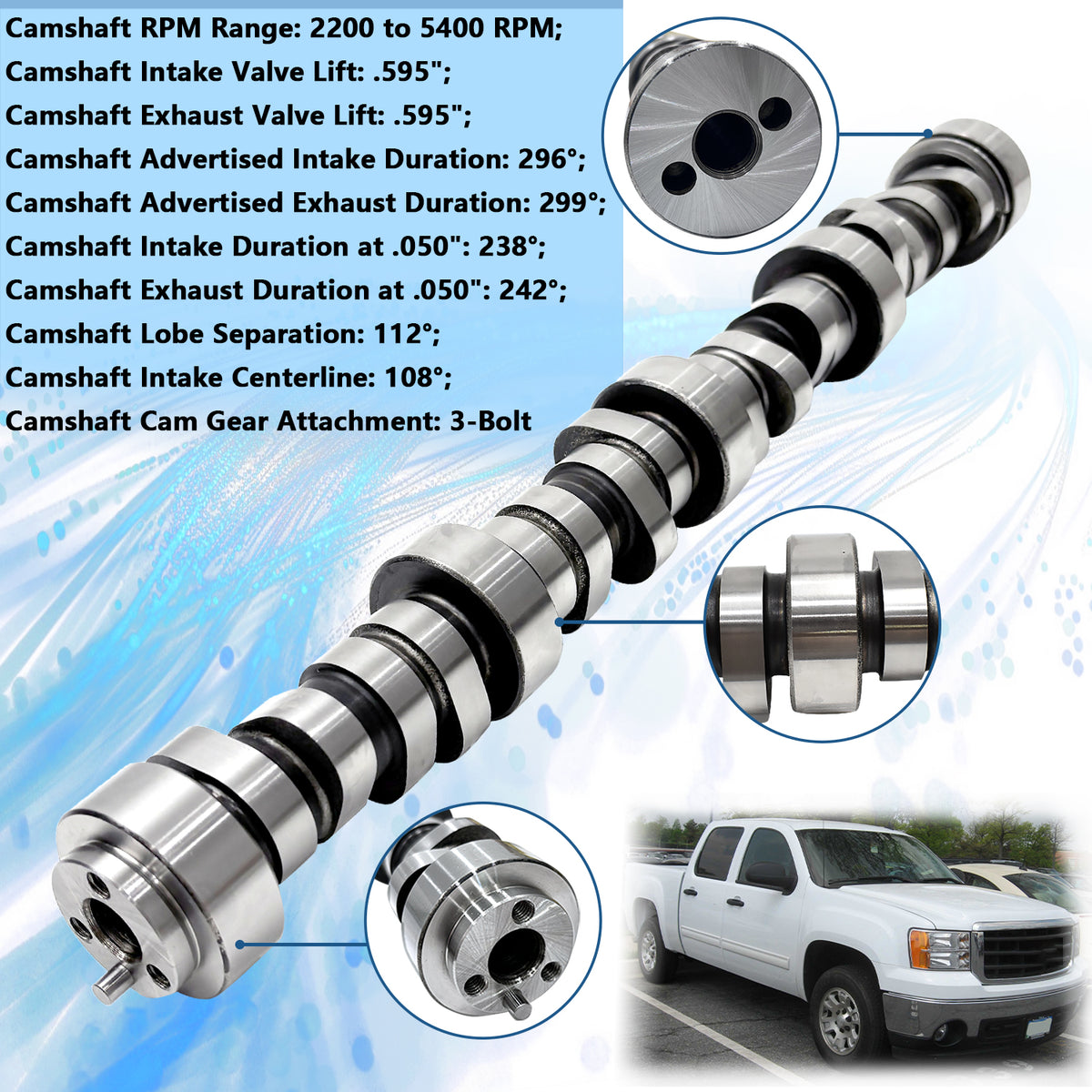 BTSCAR TLZKIT-007 E1841P Stage 3 Camshaft Specifications for LS Engine