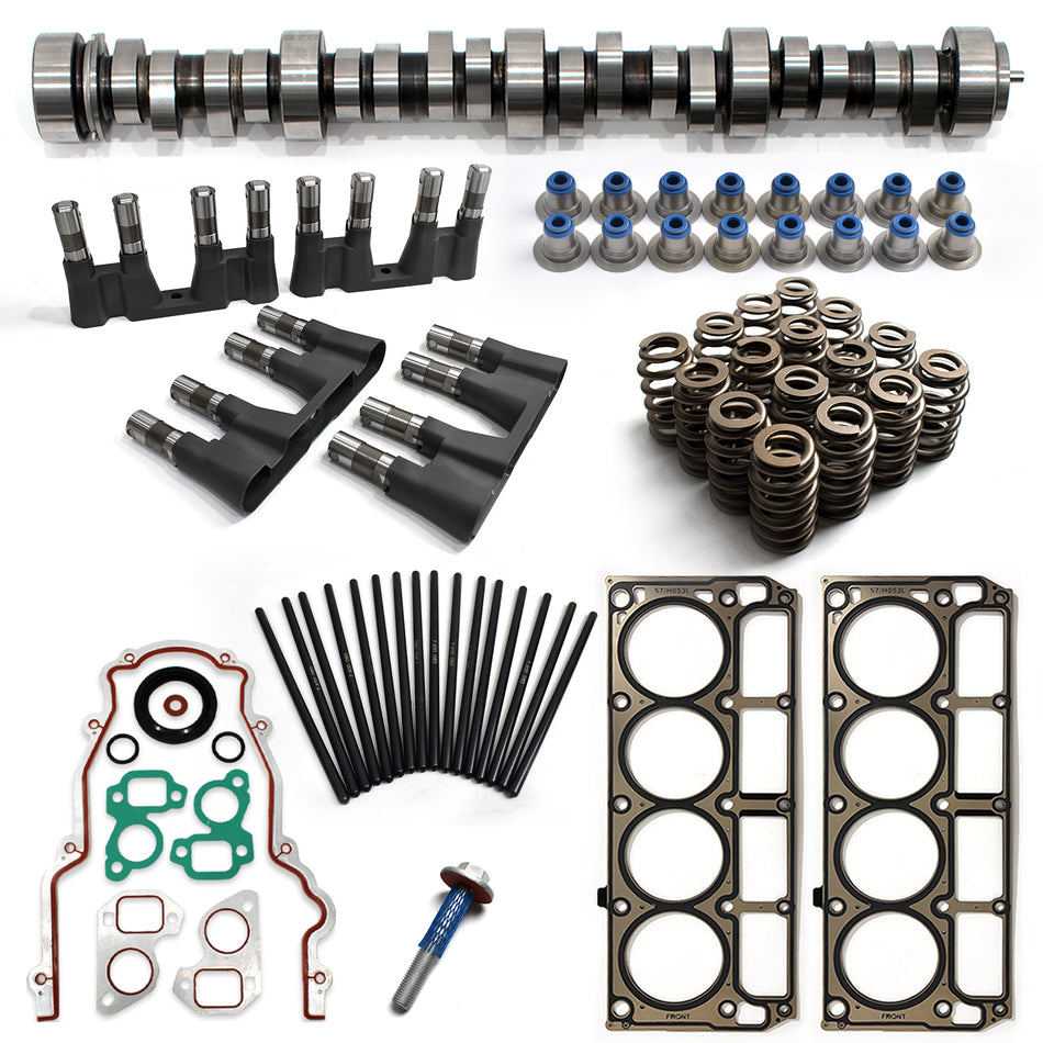 BTSCAR TLZKIT-008 Chevy GMC LS V8 Stage 3 E1841P Camshaft Kit Main Overview with Springs Lifters Pushrods and Gaskets