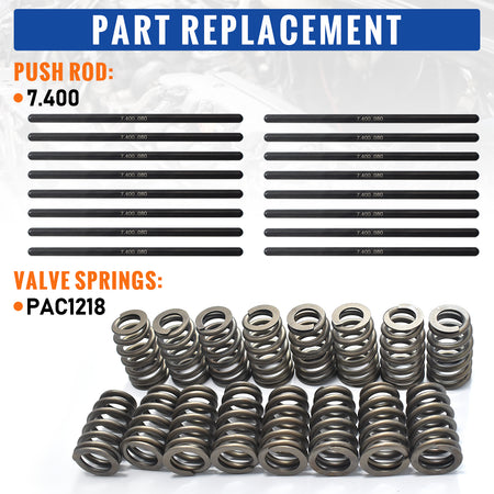 BTSCAR TLZKIT-011 Part Replacement PAC1218 Valve Springs and 7.400 inch Pushrods Set