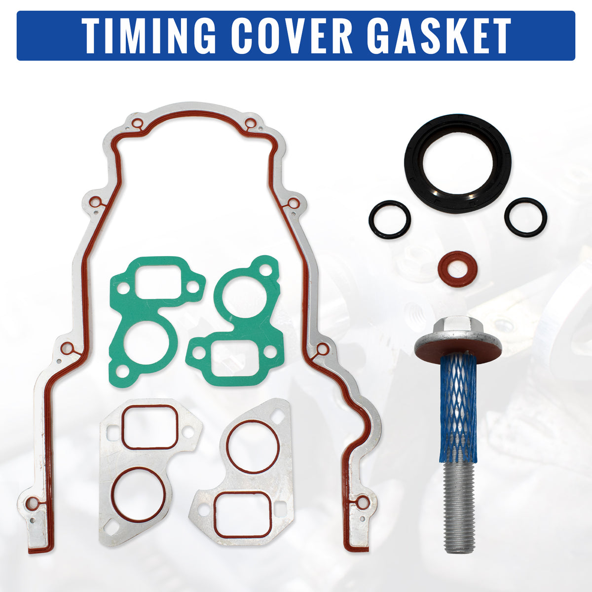 BTSCAR TLZKIT-011 Timing Cover Gasket Set with Camshaft Retainer Bolt and Seals