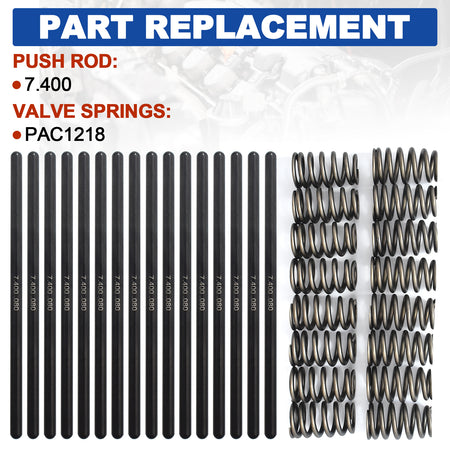 BTSCAR TLZKIT-012 Replacement Part PAC1218 Valve Springs and 7.400 inch Pushrods Set