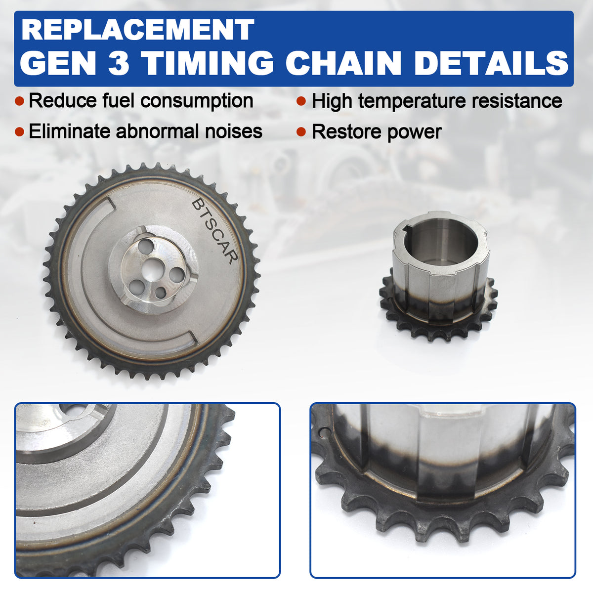 BTSCAR TLZKIT-012 Gen 3 Timing Chain Kit with Cam and Crank Sprocket Set Details