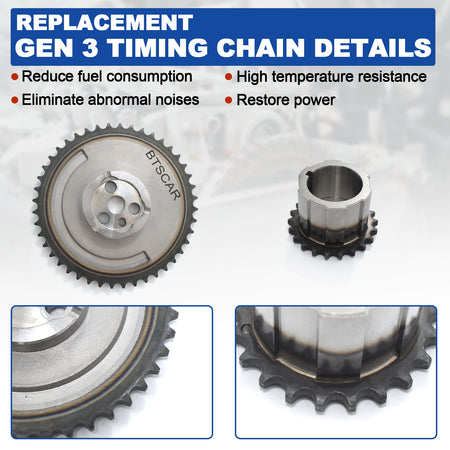 BTSCAR TLZKIT-012 Gen 3 Timing Chain Kit with Cam and Crank Sprocket Set Details