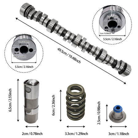 BTSCAR TLZKIT-013 Camshaft Hydraulic Lifters Valve Springs and Seals Dimensions Size Specifications