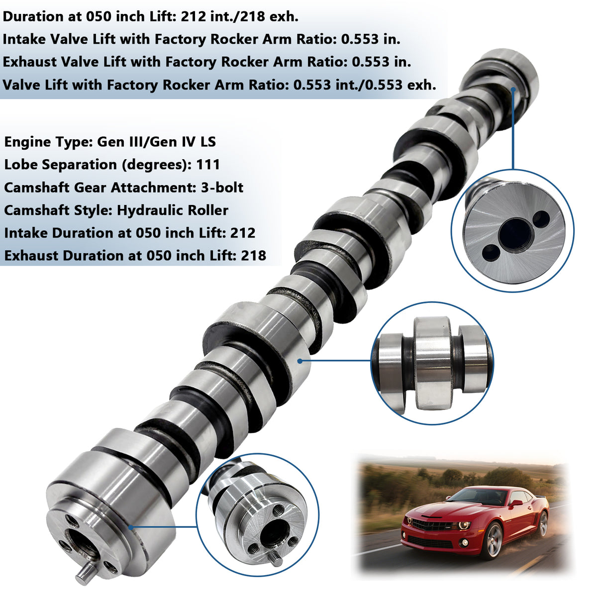 BTSCAR TLZKIT-013 Camshaft Dimensions