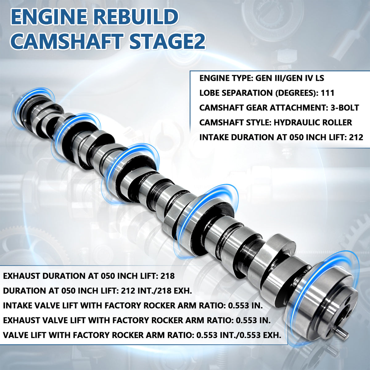 BTSCAR TLZKIT-014 Camshaft Dimensions