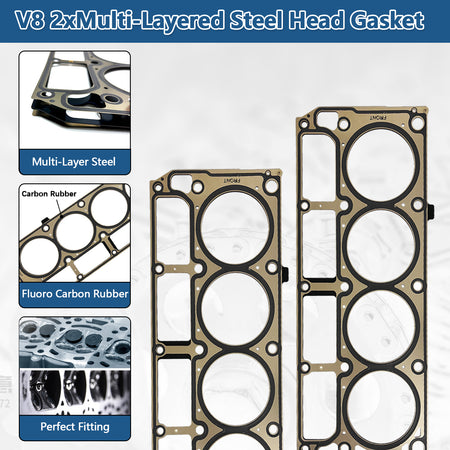 BTSCAR TLZKIT-014 Engine Head Gaskets Cylinder Bolts and Valve Seals Set 100 Percent Pre-Factory Inspection