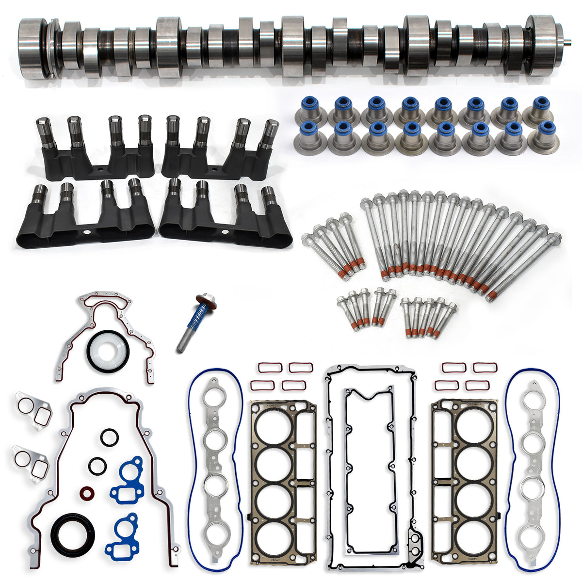 BTSCAR TLZKIT-014 Chevy GMC LS V8 Sloppy Stage 2 Camshaft Kit with MLS Head Gaskets Springs Lifters and Bolts Main Overview