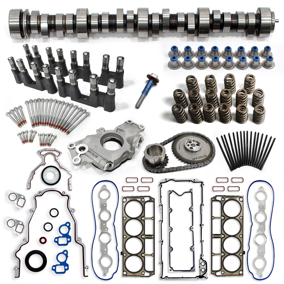 BTSCAR TLZKIT-015 Chevy GMC LS V8 Sloppy Stage 2 Camshaft Kit with MLS Head Gaskets Springs Lifters Oil Pump and Timing Chain Main Overview