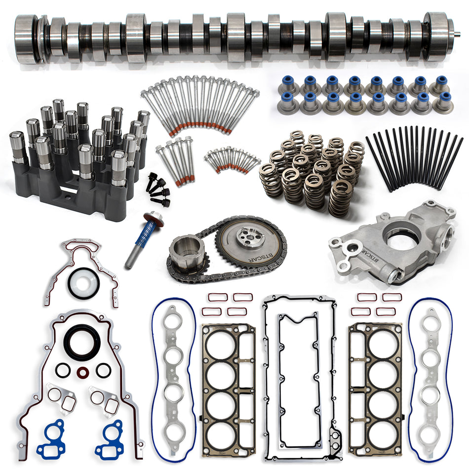 BTSCAR TLZKIT-020 Chevy GMC LS V8 Stage 3 Camshaft Kit with Oil Pump Timing Chain Lifters Springs and Head Gaskets Main Overview