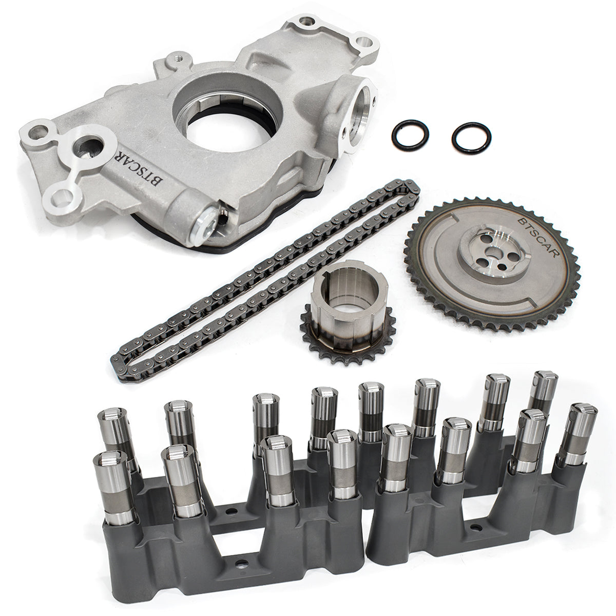 BTSCAR TLZKIT-020 Engine Oil Pump Timing Chain Gear Set and Hydraulic Roller Lifters with Trays Detail