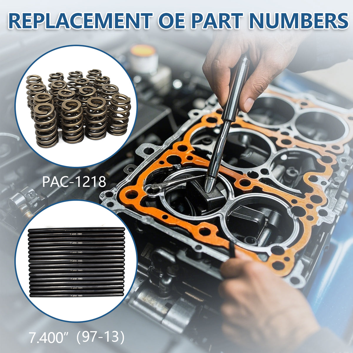 BTSCAR TLZKIT-021 Replacement OE Part Numbers PAC-1218 Springs and 7.400 inch Pushrods Mechanic Scene