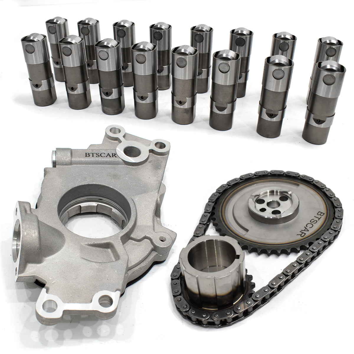 BTSCAR TLZKIT-022 16x HL2148S Hydraulic Roller Lifters Engine Oil Pump and Timing Chain Gear Set