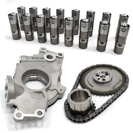 BTSCAR TLZKIT-022 16x HL2148S Hydraulic Roller Lifters Engine Oil Pump and Timing Chain Gear Set