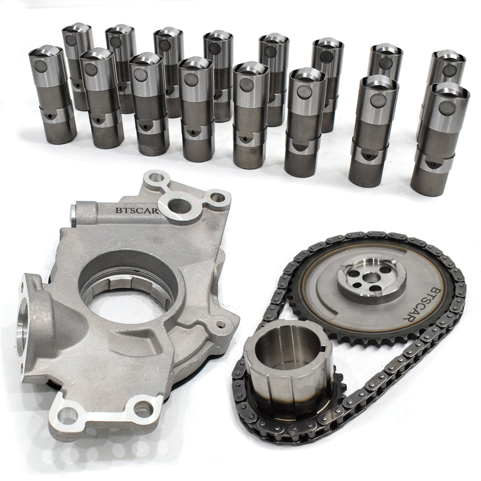 BTSCAR TLZKIT-022 16x HL2148S Hydraulic Roller Lifters Engine Oil Pump and Timing Chain Gear Set
