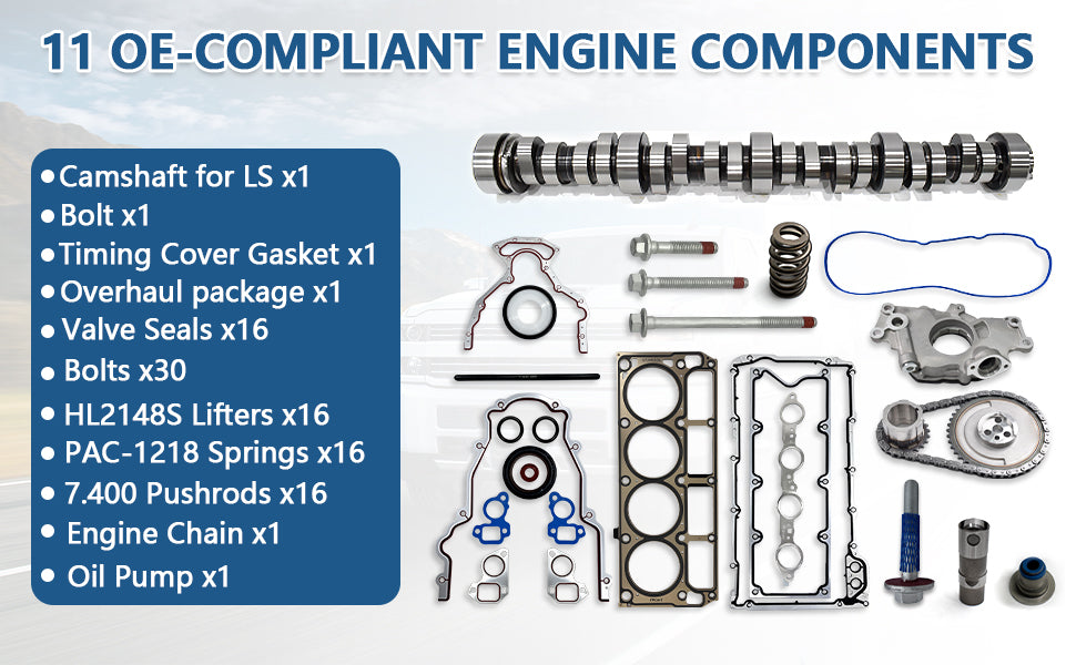 1999-2007 Chevy GMC LS V8 Truck Performance Camshaft Kit w/ Lifters, Springs, MLS Head Gaskets, Oil Pump & Chain, Pushrods & Head Bolts