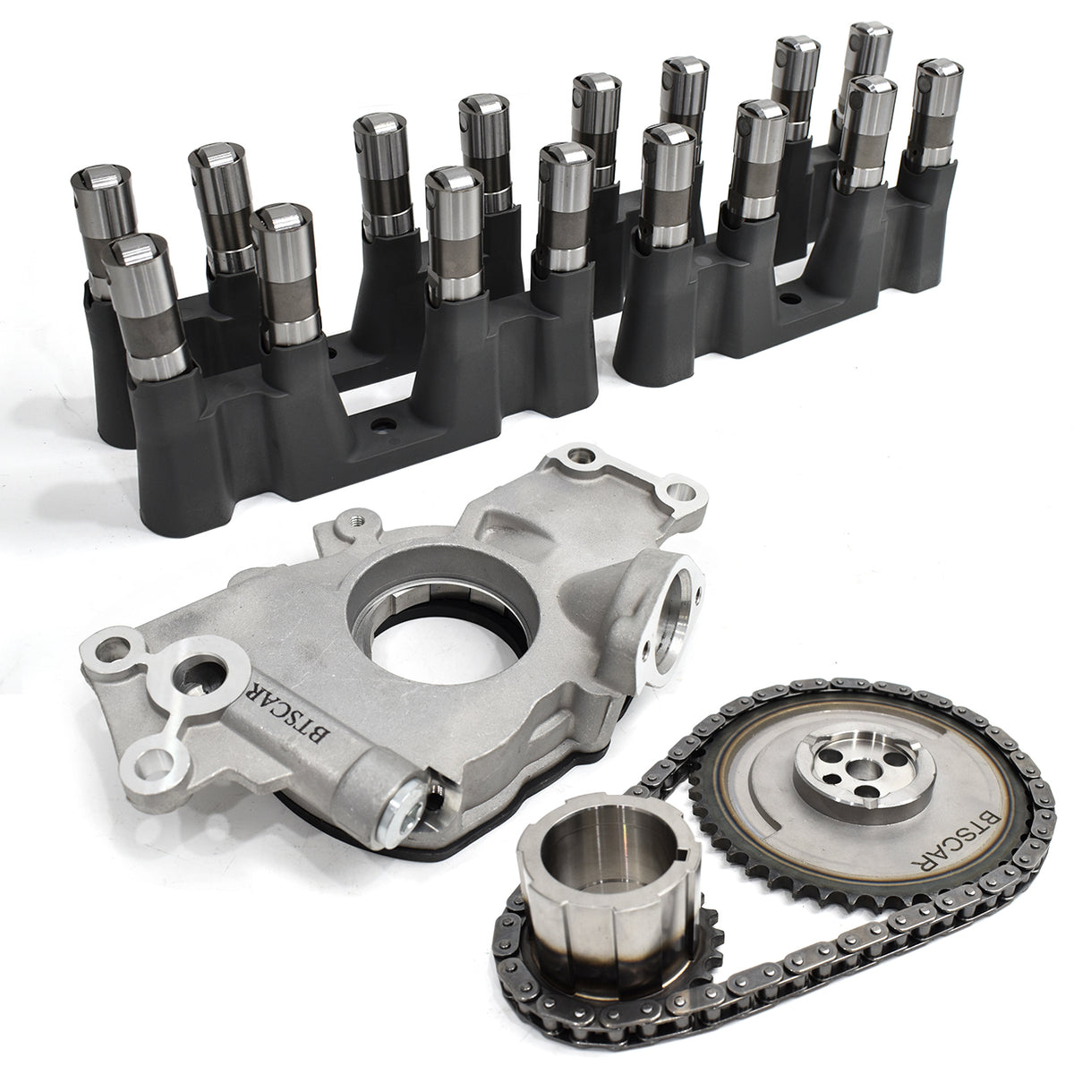 BTSCAR TLZKIT-025-1 Engine Oil Pump Timing Chain Gear Set and Hydraulic Roller Lifters with Trays Detail