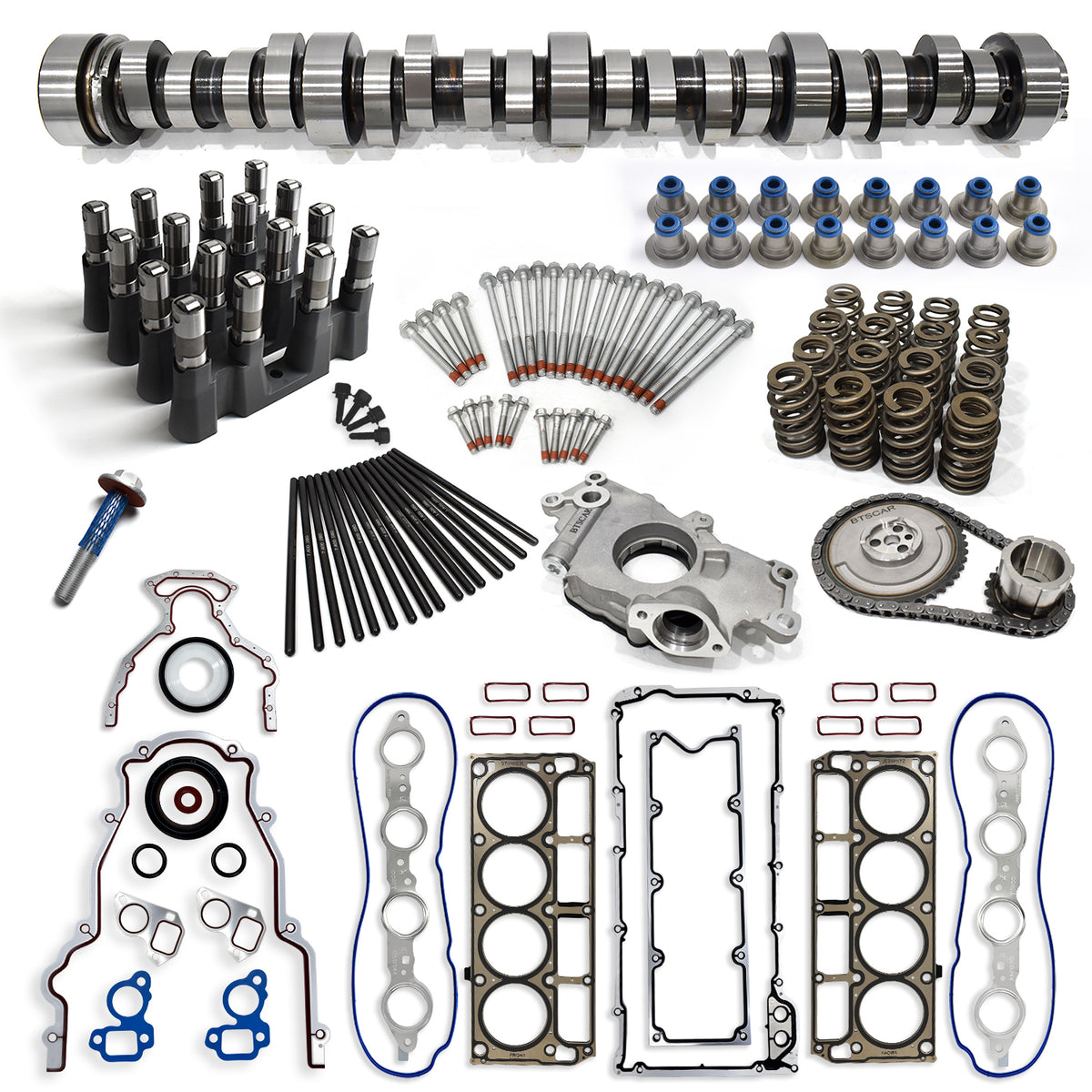 BTSCAR TLZKIT-025-1 Chevy GMC LS V8 Truck Performance Camshaft Kit with Lifters Springs Oil Pump Chain and Gaskets Main Overview