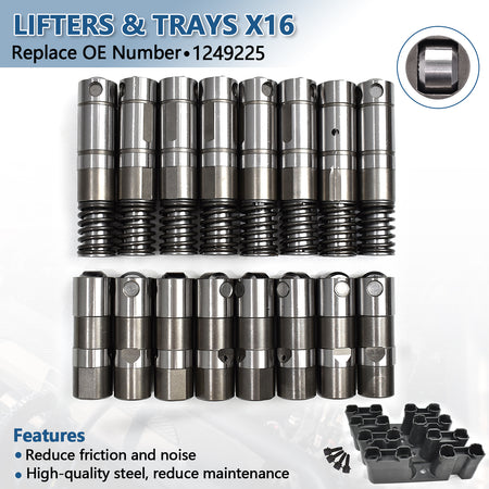 BTSCAR TLZKIT-027-1 8 AFM and 8 Non-AFM Hydraulic Roller Lifters with Plastic Guide Trays OE 1249225