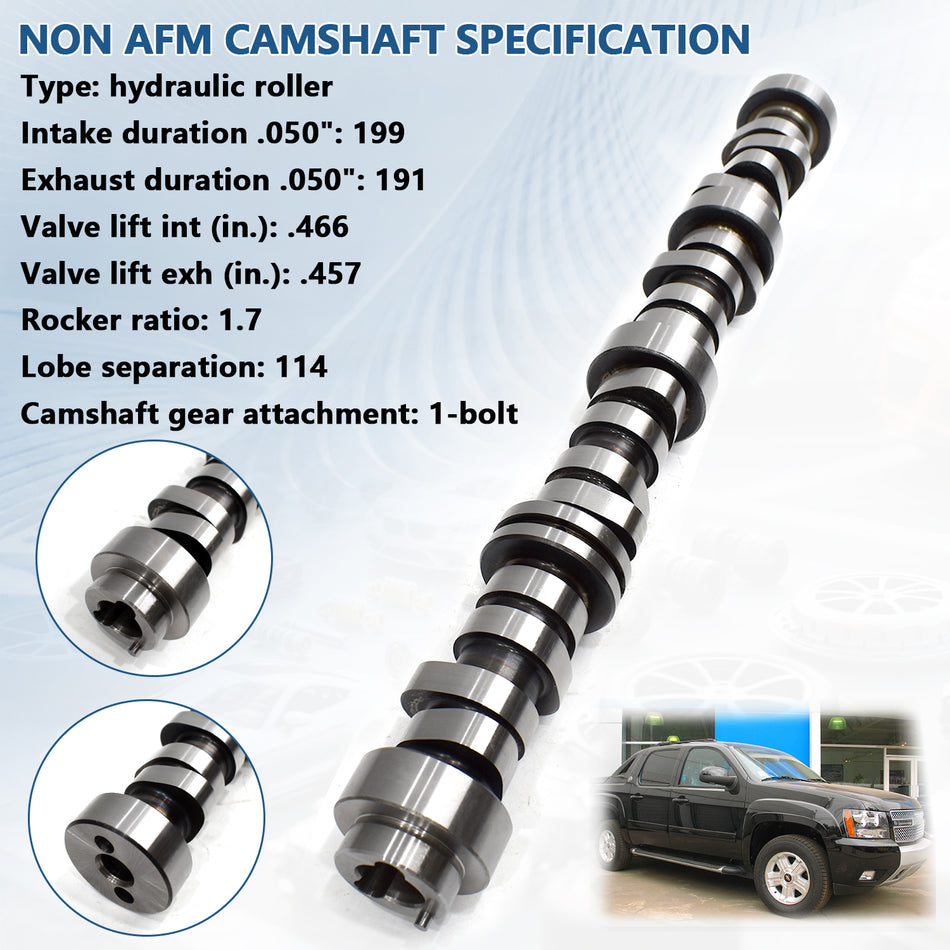 Btscar TLZKIT-028 non-AFM 1-bolt hydraulic roller camshaft specifications for Chevy GMC 5.3L V8 engine rebuild.