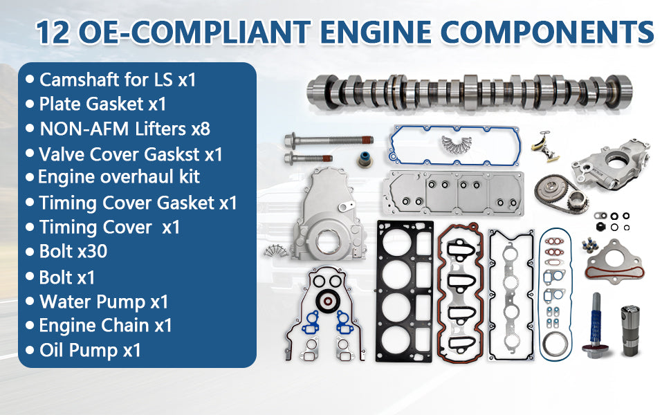 2005-2014 Chevy GMC 5.3L V8 AFM/DOD Delete Camshaft Kit: w/ Lifters, Head Gaskets, Bolts & 3-Bolt Timing Chain