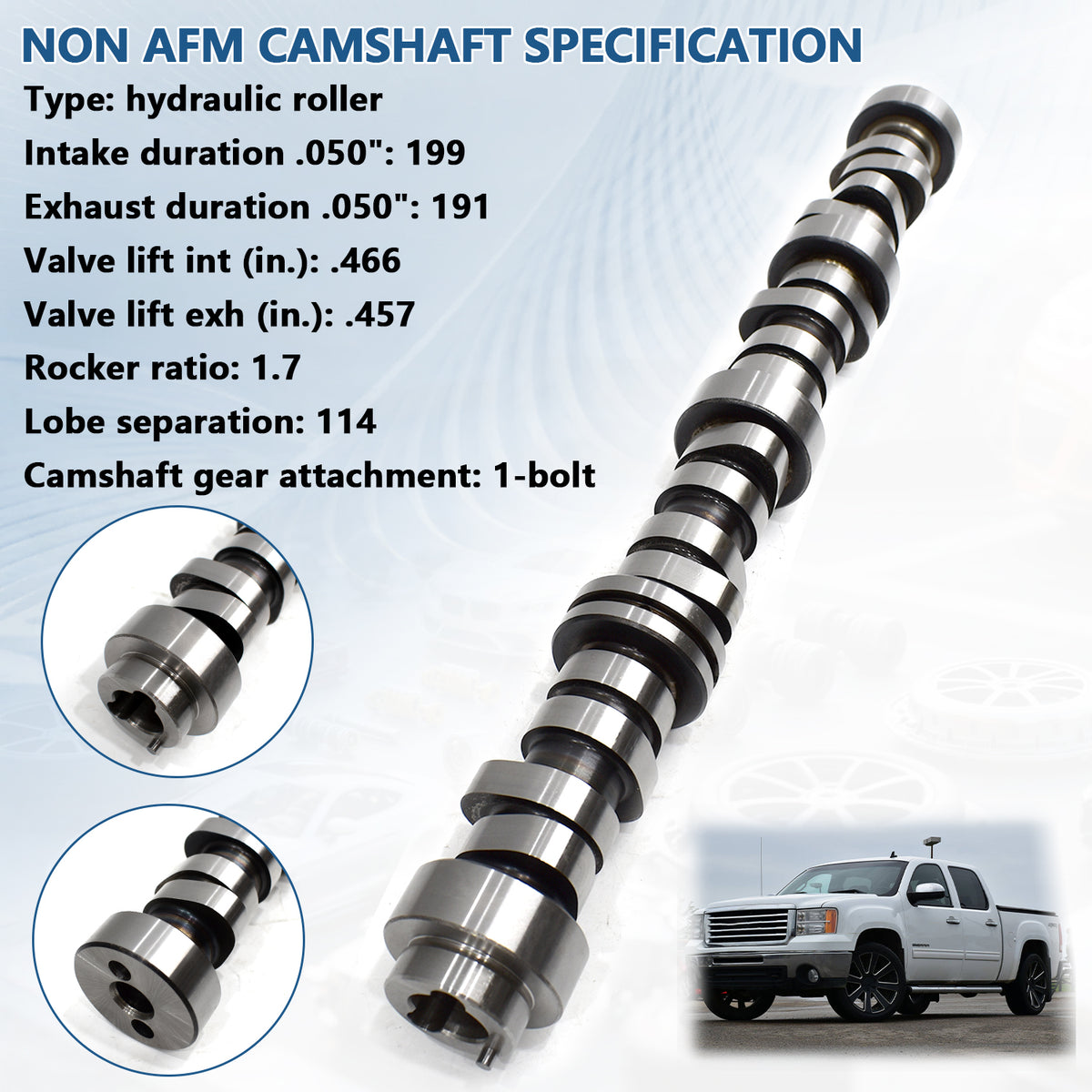 Btscar TLZKIT-032 non-AFM hydraulic roller camshaft specifications for Chevy GMC 5.3L V8 engine rebuild.