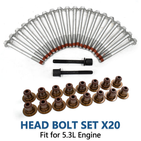 Btscar TLZKIT-033 head bolt set with 20 pieces and oil seals, designed for Gen V 5.3L L83 engine rebuilds.