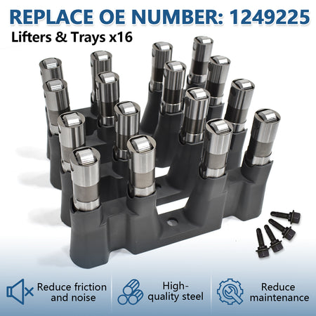 Btscar TLZKIT-033 16x non-AFM lifters and guide trays, replacing OE 1249225 to reduce friction and noise for L83 engines.