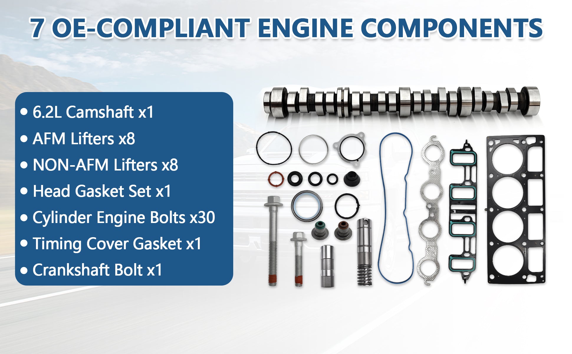 2010-2013 Chevy GMC 6.2L V8 AFM/DOD Replacement Camshaft Kit w/ Lifters, Head Gaskets & Bolts