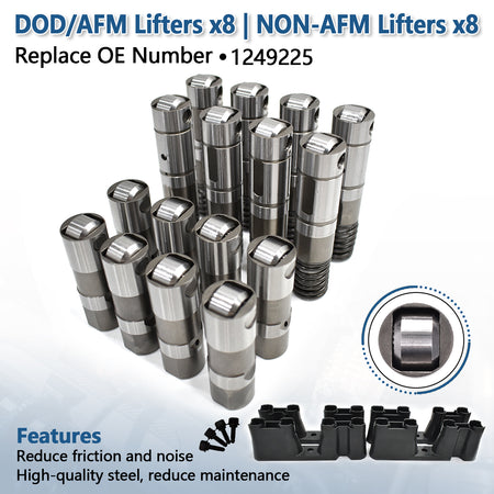 Btscar TLZKIT-034 angled view of DOD/AFM and non-AFM lifter set with guide trays to reduce friction and noise on 6.2L V8.