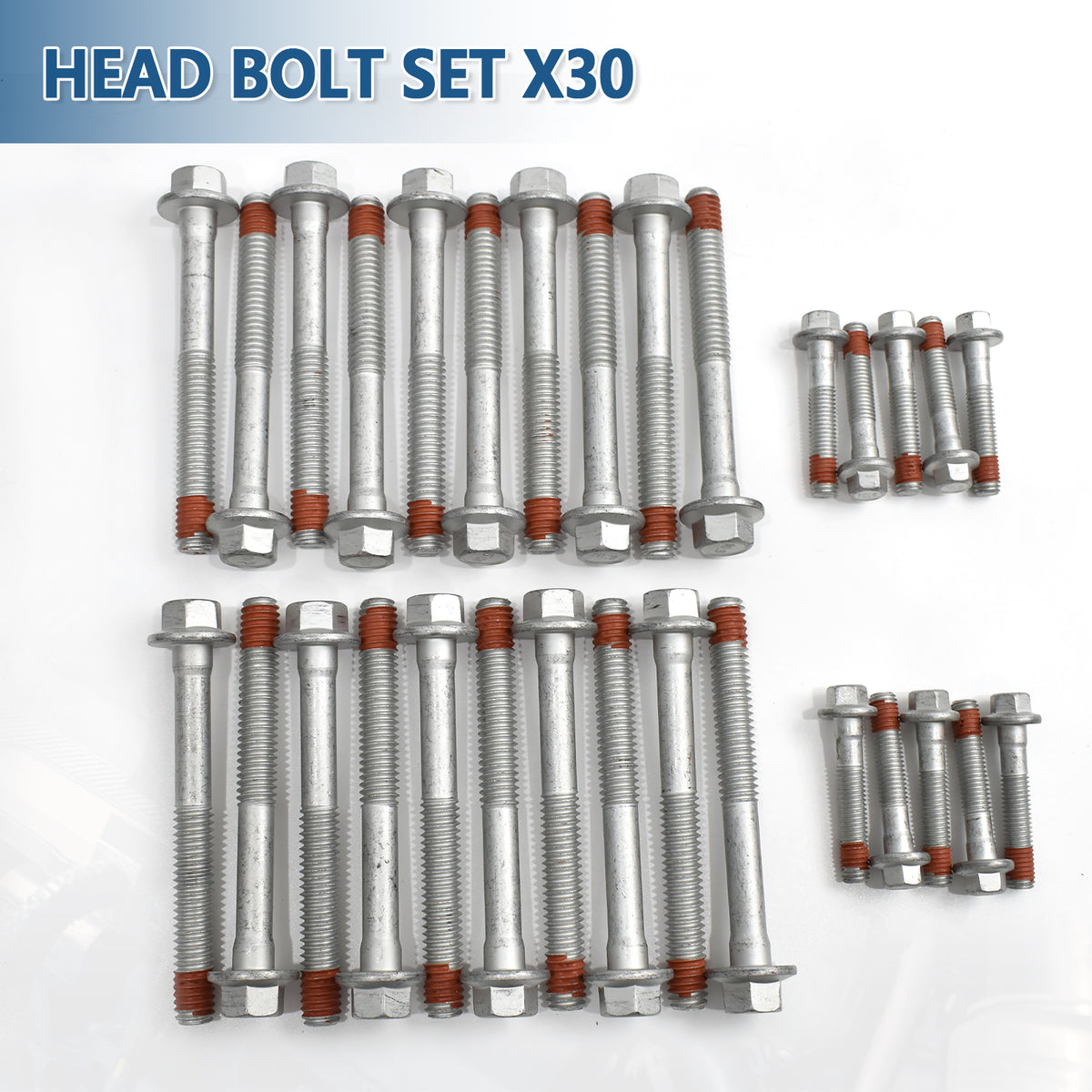 Btscar TLZKIT-034 cylinder head bolt set with 30 pieces for secure engine block fitting on 2010-2013 Chevy GMC 6.2L V8.