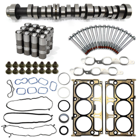 Btscar TLZKIT-036 complete 4.3L V6 LV3 non-AFM camshaft overhaul kit featuring lifters, head gaskets, and bolts for Chevy GMC 1500.