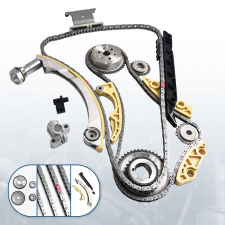 Btscar TLZKIT-038 complete timing chain kit including guides, sprockets, and tensioners for GM 2.4L Ecotec engine rebuild.