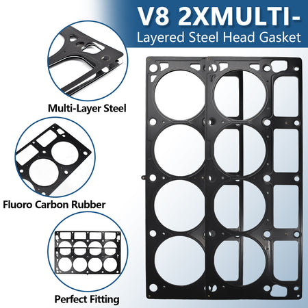 Btscar TLZKIT-070 V8 2x multi-layered steel head gaskets with fluoro carbon rubber for perfect fitting on 6.0L engine rebuilds.