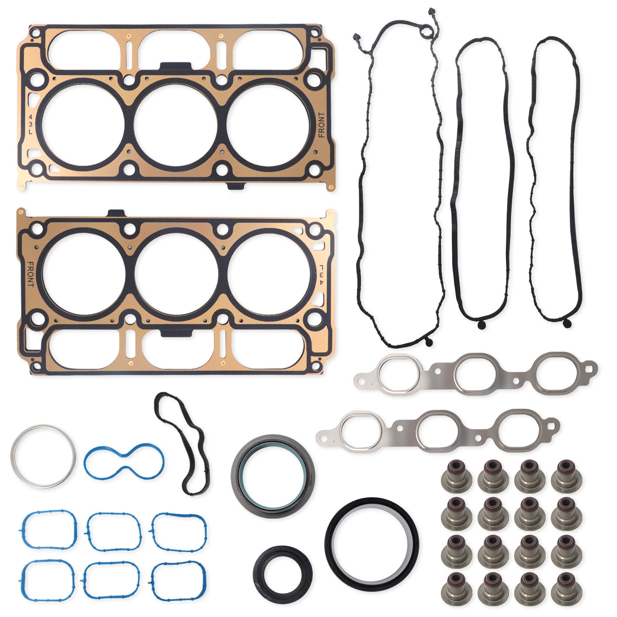 Btscar TLZKIT-075 Master Engine Gasket Set and Valve Stem Seals for GM 4.3L Gen V V6 Engine