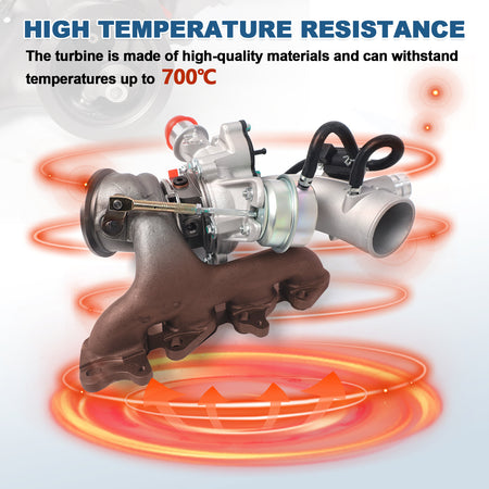 Btscar WLZY-001 1.4L Ecotec turbocharger featuring high-temperature resistant materials withstanding up to 700 degrees Celsius for Chevy Buick.