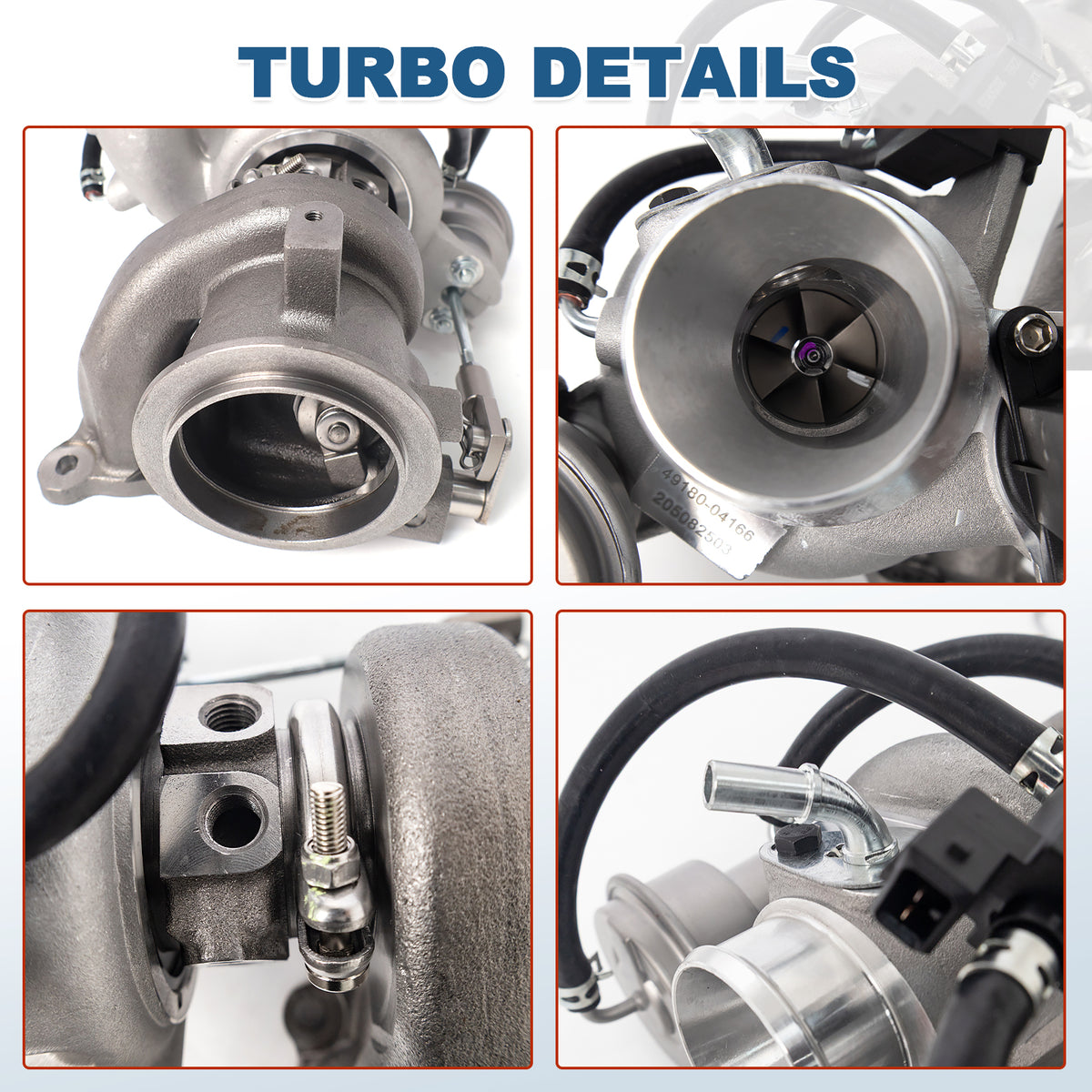 Btscar WLZY-002 turbocharger details showing turbine wheel, actuator, and solenoid for 1.5L Chevy Equinox and GMC Terrain.