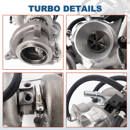 Btscar WLZY-002 turbocharger details showing turbine wheel, actuator, and solenoid for 1.5L Chevy Equinox and GMC Terrain.