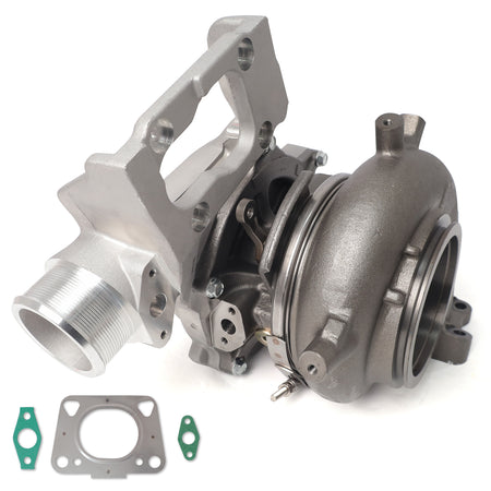 Btscar WLZY-004 turbocharger exhaust housing side view for 2017-2021 Chevy Silverado GMC Sierra 2500HD 3500HD 6.6L L5P Duramax diesel.