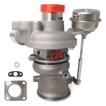 Btscar WLZY-009 turbocharger front view with installation gaskets for FCA 1.4L MultiAir Fiat 500 Dodge Dart.