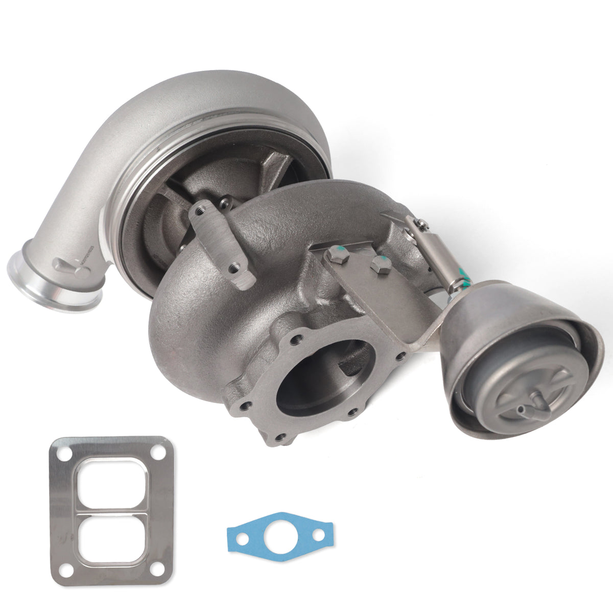 Btscar WLZY-010 complete 14.8L Detroit Diesel DD15 turbocharger assembly with wastegate actuator and gaskets for Freightliner Cascadia.